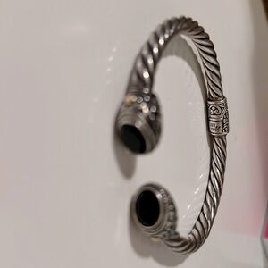 18K White Gold Plated Bracelet with Onyx